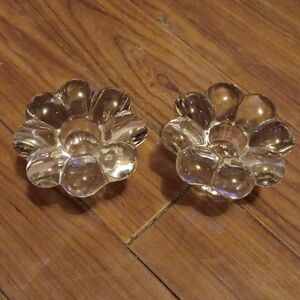 CRYSTAL FLOWER PETAL CANDLE HOLDERS SET OF TWO